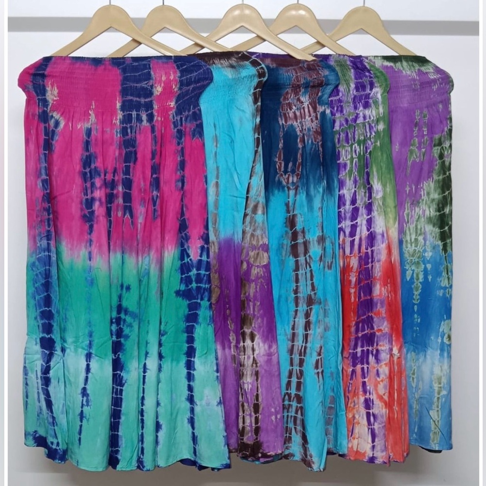 Wevez Rayon Tie Dye Long Skirt in Turquoise~Vibrant Purple~Brown~OS Regular~NWT - Picture 16 of 16